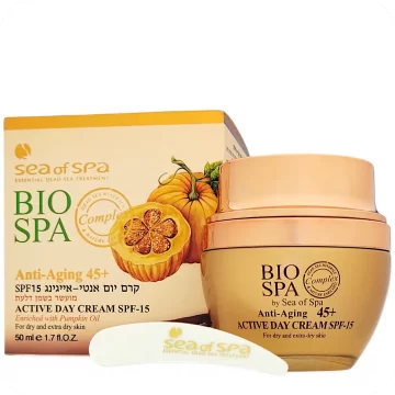 Active Anti-Aging Day Cream SPF-15 with Dead Sea Minerals & Pumpkin Seed Oil by Sea of Spa Bio Spa 50ml 7290013761279