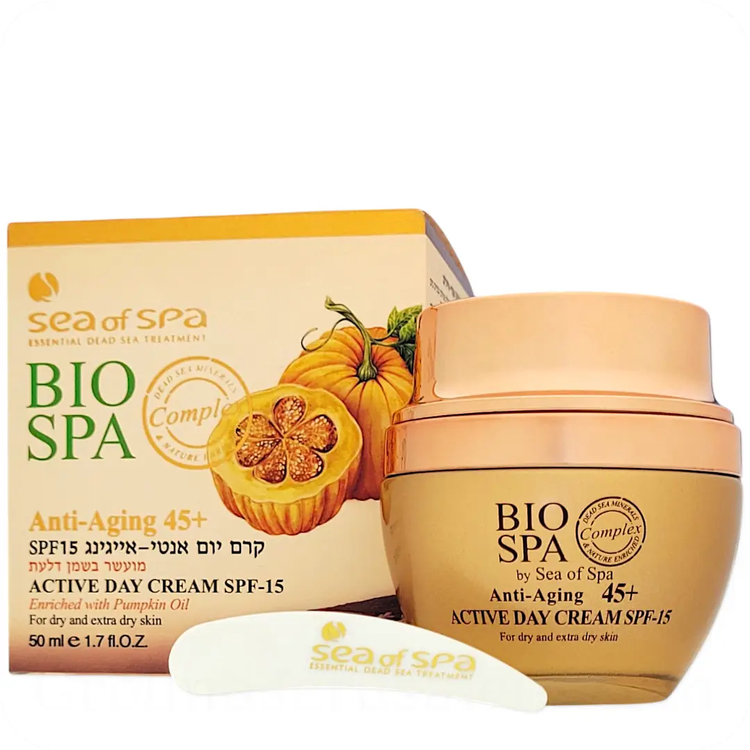 Active Anti-Aging Day Cream SPF-15 with Dead Sea Minerals & Pumpkin Seed Oil by Sea of Spa Bio Spa 50ml 7290013761279
