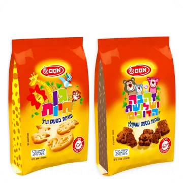 Animal Biscuits Vanilla & Chocolate (2 Packs x 250g) Total 500g - 17.6 oz — Made in Israel