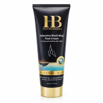 Black Mud Foot Cream with Dead Sea Minerals (White Cream) by HB 200 ml 7290014043770