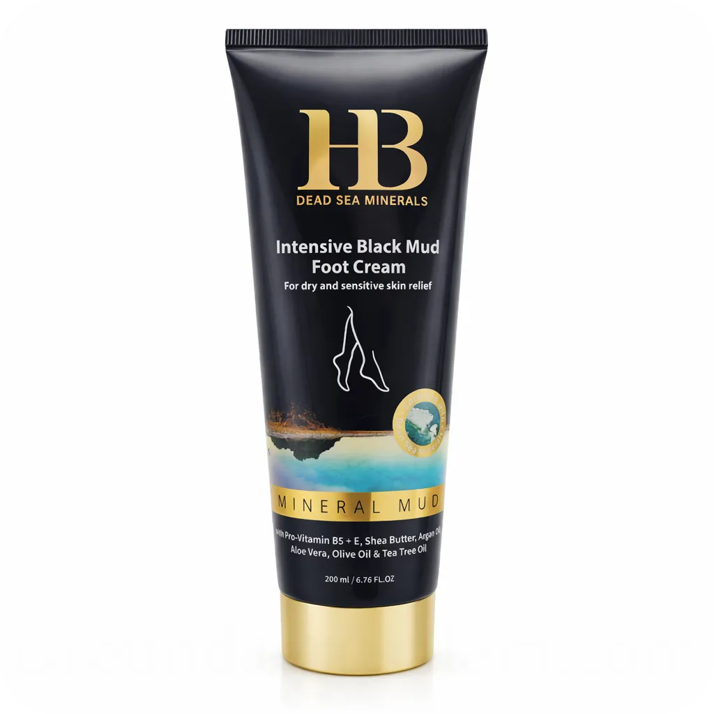 Black Mud Foot Cream with Dead Sea Minerals (White Cream) by HB 200 ml 7290014043770