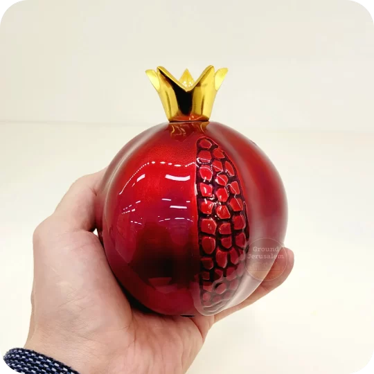 Figurine burgundy aluminum enameled pomegranate