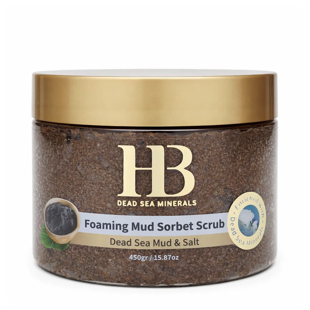 Foaming Mud Sorbet Body Scrub with Dead Sea Mud and Salt by HB Health and Beauty 450g 7290015247559