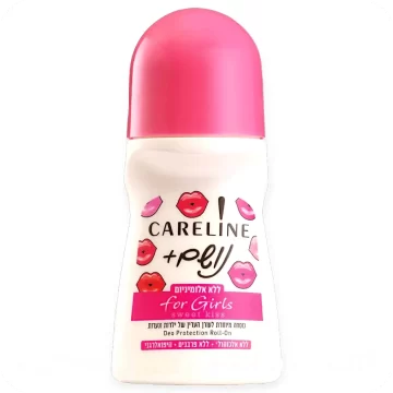 Gentle Roll-On Deodorant for Girls – Special Formula for Young & Sensitive Skin, Sweet Kiss Scent by Careline 75ml 7290104965647