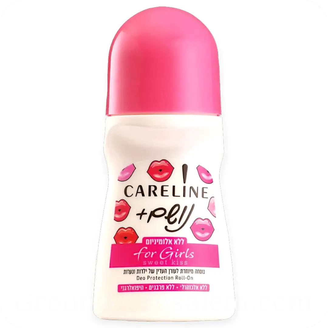Gentle Roll-On Deodorant for Girls – Special Formula for Young & Sensitive Skin, Sweet Kiss Scent by Careline 75ml 7290104965647