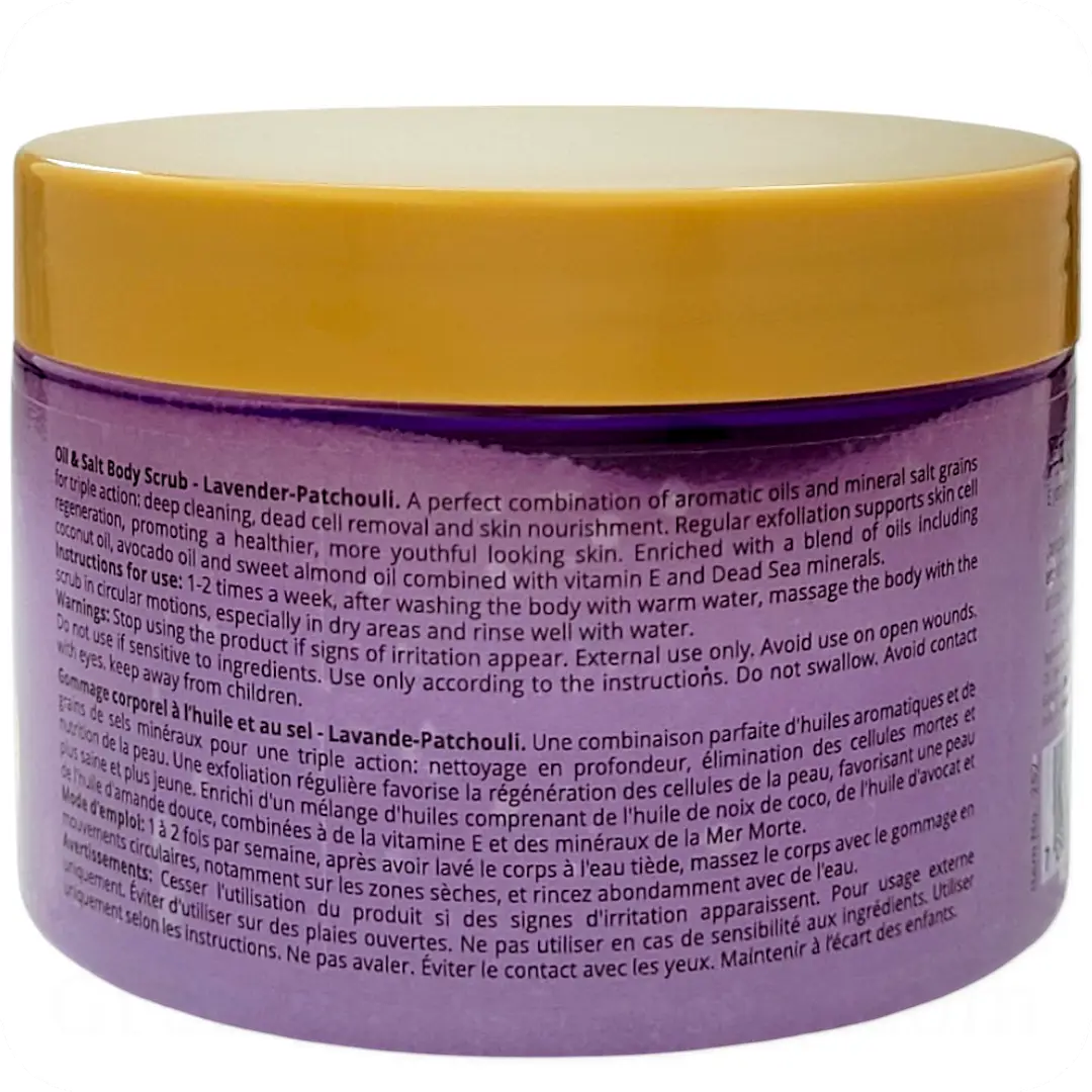 How to Use Oil & Salt Body Scrub Lavender-Patchouli with Dead Sea Minerals by HB 450g 7290012326431