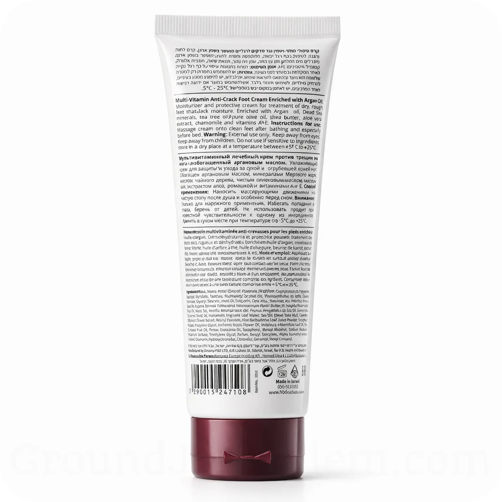 Ingredients Anti-Crack Foot Cream with Argan Oil by HB Health & Beauty 7290015247108