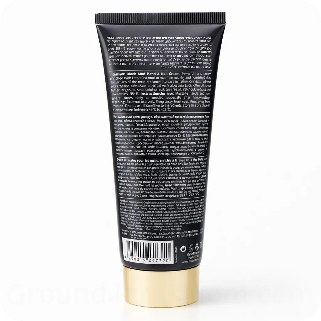 Ingredients Black Mud Hand & Nail Cream by HB Dead Sea Minerals 100ml 7290015247320