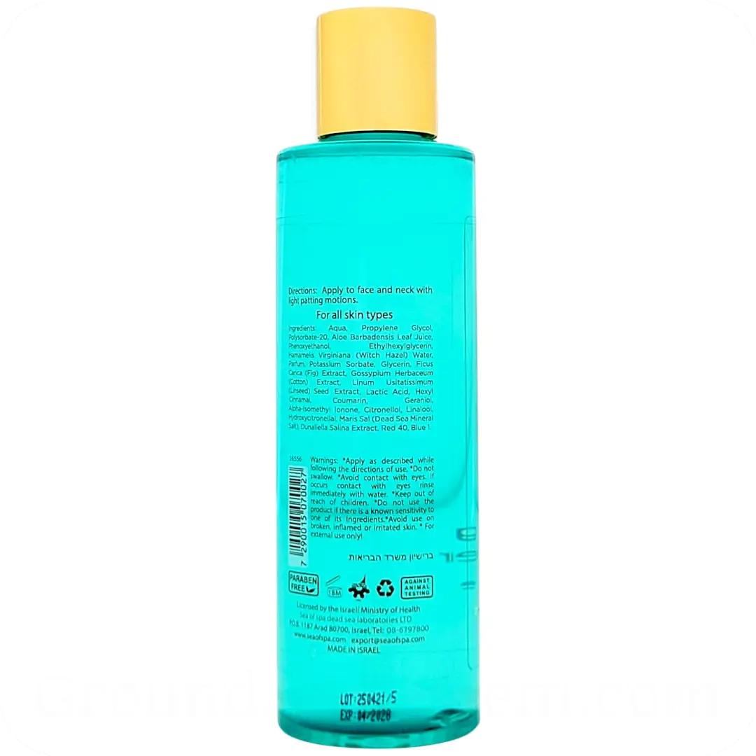 Ingredients Refreshing Facial Toner Alcohol-Free by Sea of Spa Bio Marine Collection 200ml 7290015070027