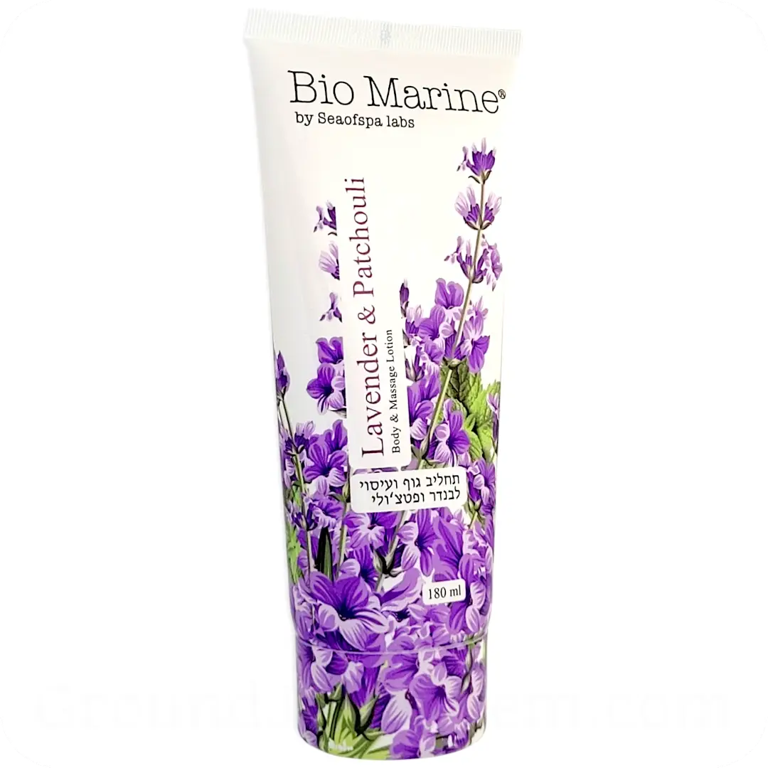 Left side Body & Massage Lotion Lavender & Patchouli with Dead Sea Minerals by Sea of Spa Bio Marine 180ml