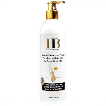 Moist & Shine Hair Cream with Keratin for Smoothed Hair by HB 400ml 7290012326325