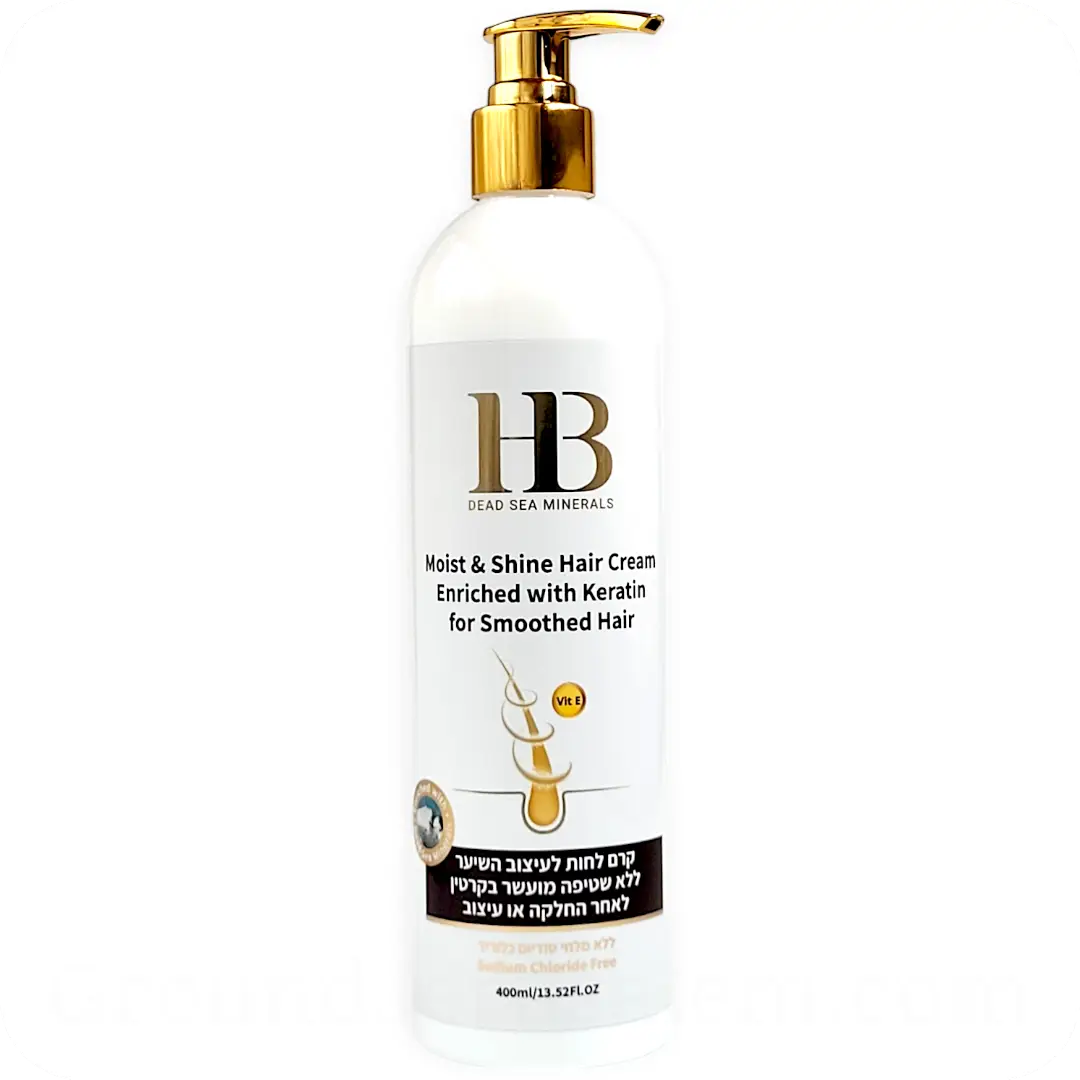 Moist & Shine Hair Cream with Keratin for Smoothed Hair by HB 400ml 7290012326325