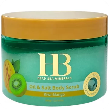 Oil & Salt Body Scrub Kiwi-Mango with Dead Sea Minerals by HB 450g 7290012326462