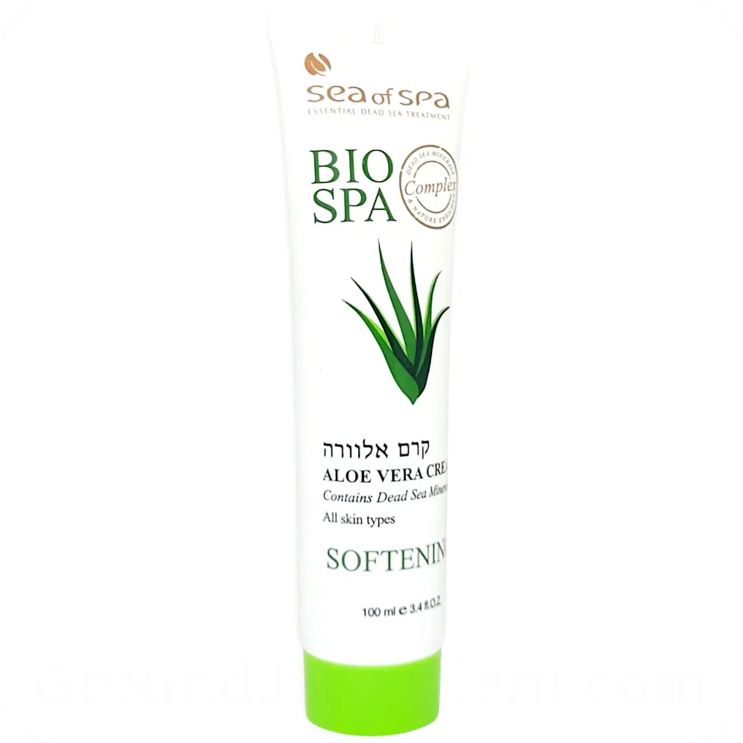 Side left Aloe Vera Body Cream with Dead Sea Minerals by Sea of Spa Bio Spa 100ml 7290017409658