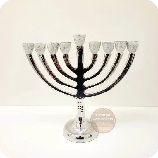 Silver Hammered menorah