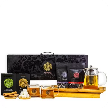 Tea Gift Box “Pelican” – Glass Teapot, 2 Glass Cups, Premium Tea, Herbal Blends, Cinnamon & Sugar Cubes by Ceremonie