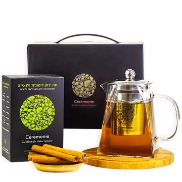 Tea Gift Box “Shfirit” – Glass Teapot, Premium Tea & Cinnamon Sticks by Ceremonie — Made in Israel