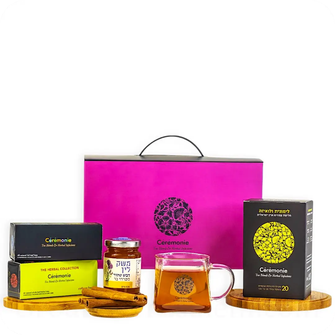 Tea Gift Box “Starling” – Glass Cup, Premium Tea, Honey & Cinnamon by Ceremonie — Made in Israel