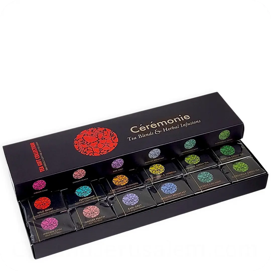 Tea Gift Collection – 12 Assorted Tea Blends & Herbal Infusions in Elegant Mini Cubes by Cérémonie 859617001128