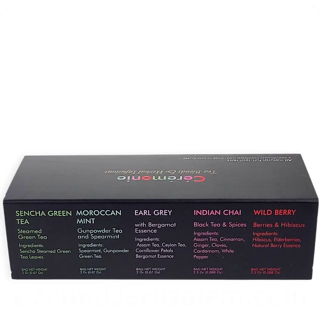 Tea Gift Sampler – 5 Exquisite Tea Blends & Herbal Infusions in Elegant Mini Cubes by Cérémonie - Choice