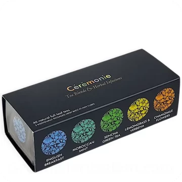Tea Gift Sampler – 5 Refreshing Tea Blends & Herbal Infusions in Elegant Mini Cubes by Cérémonie 859617001524