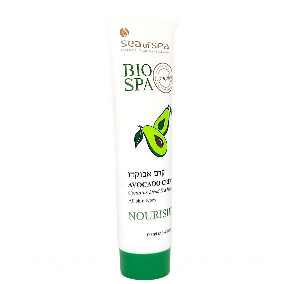Tube side left Avocado Cream with Dead Sea Minerals by Sea of Spa 100ml 7290017409634