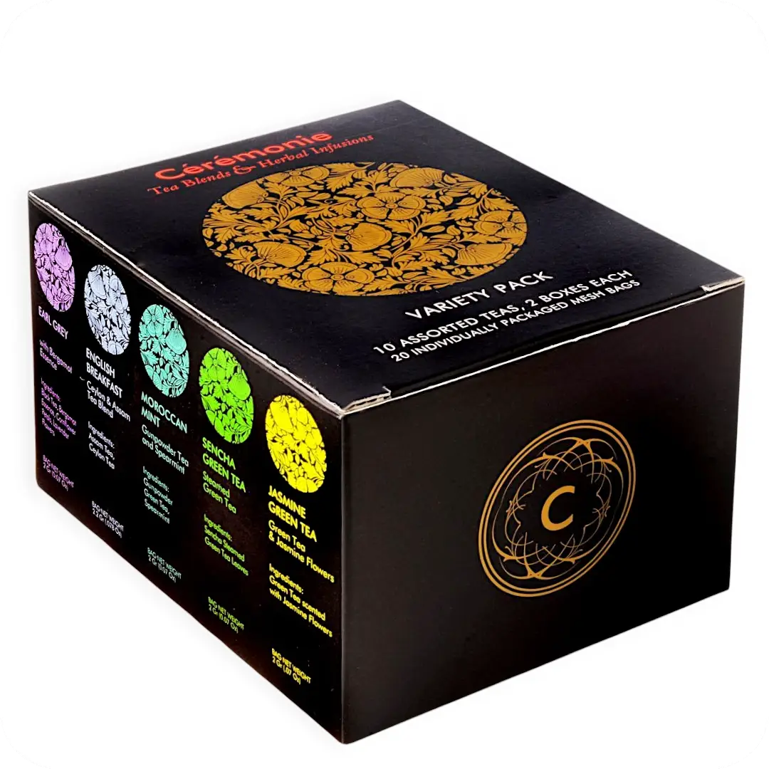 Variety Pack of 10 Tea Blends & Herbal Infusions – 20 Mesh Sachets by Ceremonie — Made in Israel 859617001708