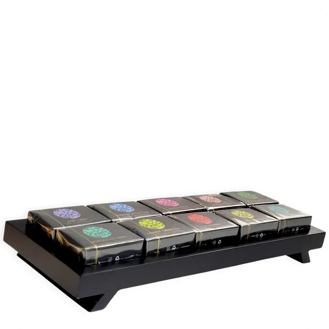 Wooden Display Tray of 10 Mini Cube Teas – Premium Tea Blends & Herbal Infusions by Ceremonie