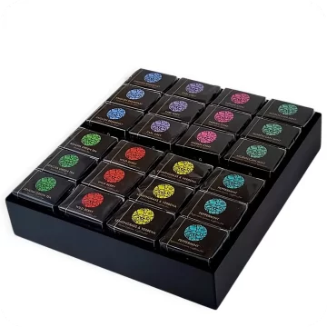 Wooden Display Tray of 48 Mini Cube Teas Classic Herbal Selection by Ceremonie 859617001722 Open