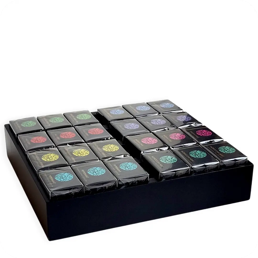 Wooden Display Tray of 48 Mini Cube Teas Classic Herbal Selection by Ceremonie 859617001722 Unpacking