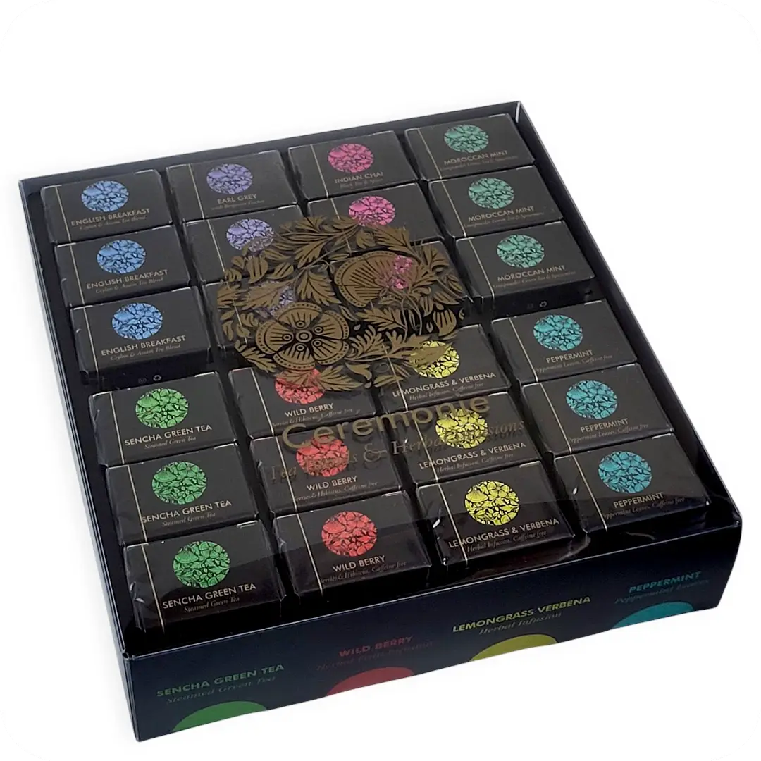 Wooden Display Tray of 48 Mini Cube Teas Classic Herbal Selection by Ceremonie 859617001722